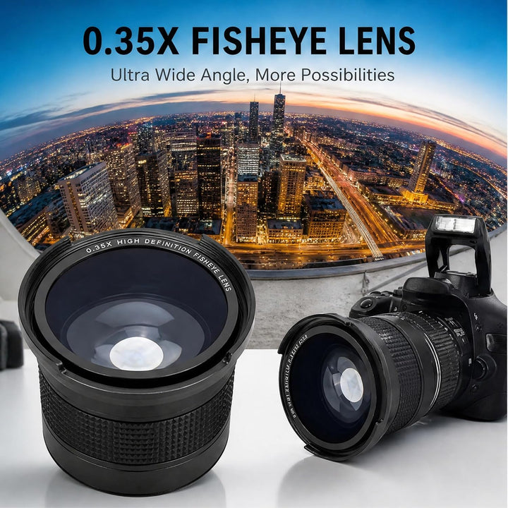 58MM 0,35X Fisheye Objektiv Super Weitwinkelobjektiv für Canon/Nikon/Sony/Minolta/Pansonic/Olympus/P