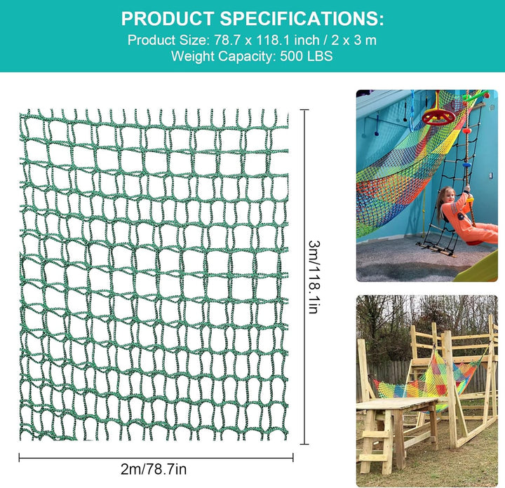 MENAYODA Kletternetz Spielplatz, Schwerlast Doppellagiges Schutznetz Kinder Klettergerüst Schaukel,