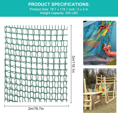 MENAYODA Kletternetz Spielplatz, Schwerlast Doppellagiges Schutznetz Kinder Klettergerüst Schaukel,