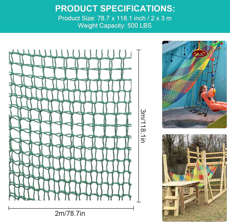 MENAYODA Kletternetz Spielplatz, Schwerlast Doppellagiges Schutznetz Kinder Klettergerüst Schaukel,