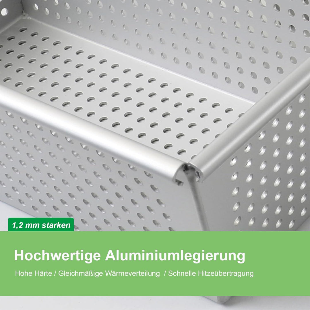 Auddemg Perforierte Kastenform Kuchen 2er-Pack, 20/25 cm, Rechteckig Brotbackform aus Eloxiertes Alu
