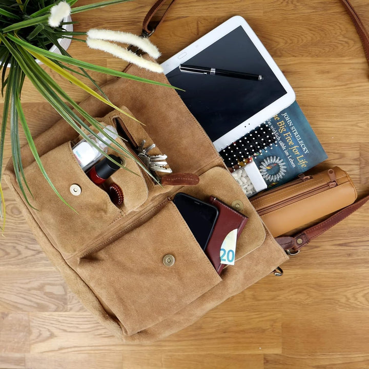 LECONI Schultertasche Ledertasche für Damen echtes Leder Natur grosser Shopper Lederhandtasche für D