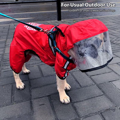 PETCUTE Hunderegenmantel,Wasserdichter Hund Regenmantel mit Kapuze,Wasserdicht Hund Regenjacke mit R