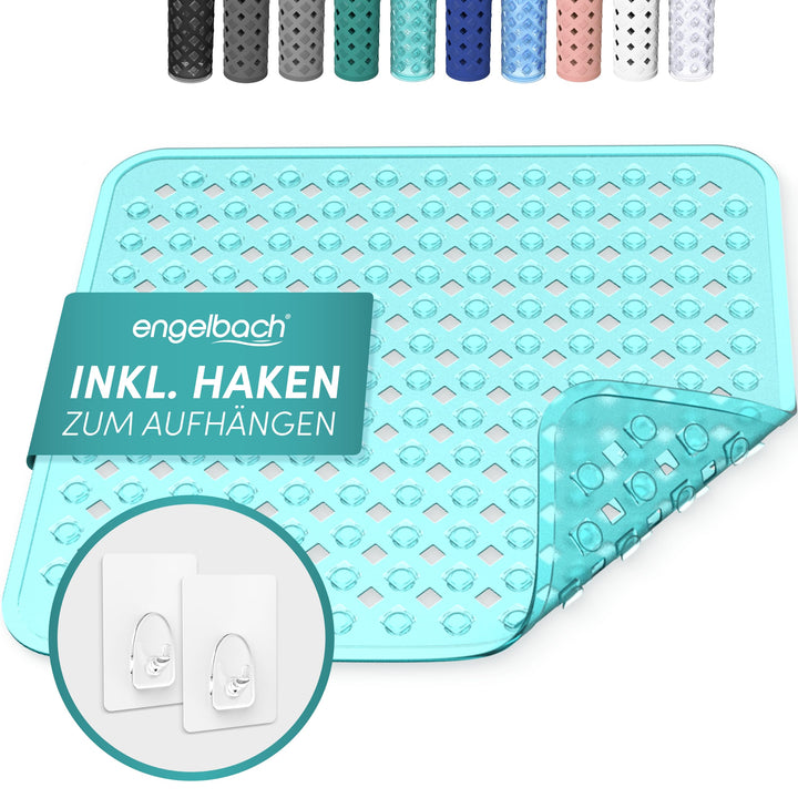Engelbach® Duschmatte rutschfest 53x53cm - Inklusive Haken zum Aufhängen - 100% BPA-frei - Antirutsc