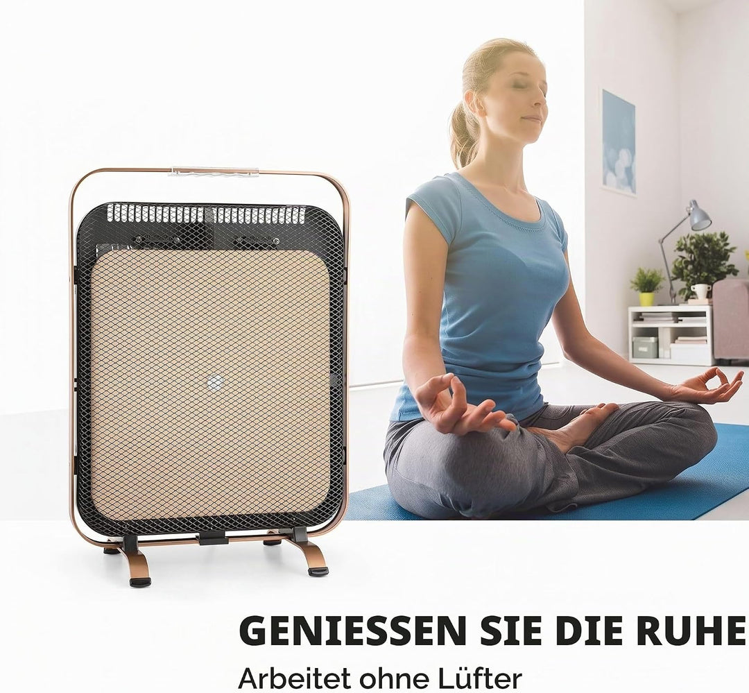 Klarstein HeatPal Marble Blackline Infrarot-Heizung mit Thermostat - mobiles Heizgerät, Standheizger