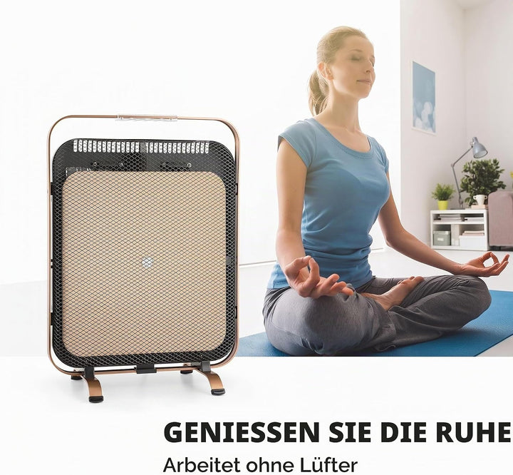 Klarstein HeatPal Marble Blackline Infrarot-Heizung mit Thermostat - mobiles Heizgerät, Standheizger