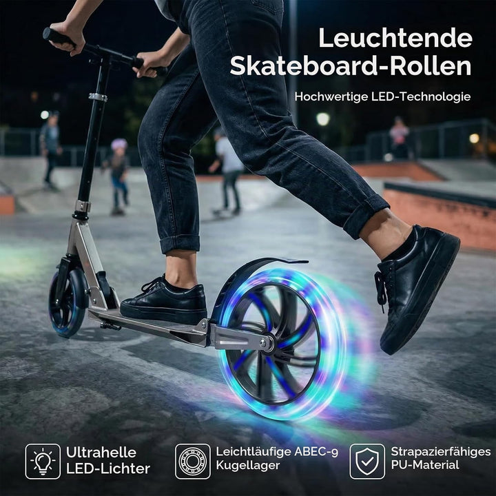 2 Stück 200mm Scooter Rollen, 200x40mm Leuchtende Stunt Scooter Rollen mit ABEC-9 Kugellager, Cityro