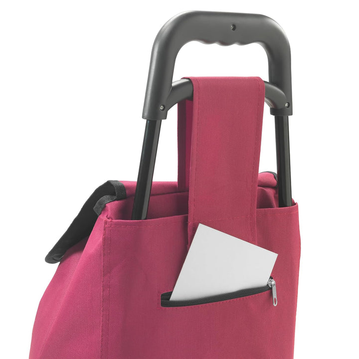 Metaltex Daphne Einkaufstrolley 40L mit Regenschirmtasche, abnehmbare Tasche, Bordeaux Daphne 40L Bo