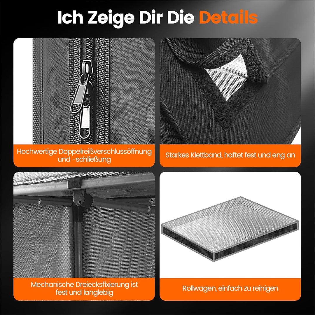 Kleines Growzelt 45x45x75cm für hydroponisches Anzuchtsystem. 600D Grow-Box mit hochreflektierendem