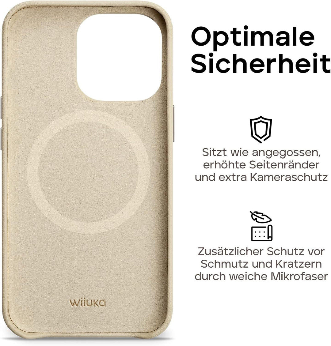 WIIUKA Hülle für iPhone 14 Pro Max, Leder aus Deutschland, Lederhülle extra Dünn, Premium Handyhülle