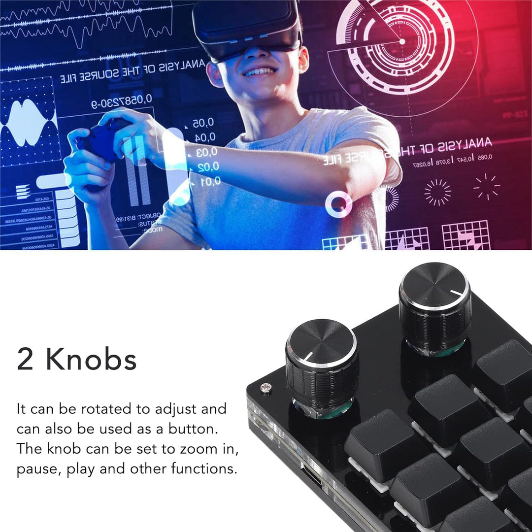 Annadue OSU Keypad 12-Tasten-Gaming-Tastatur, USB--Tastatur mit 12 Tasten, 2 Knöpfen, Mechanische Ga