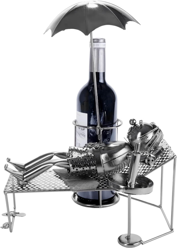 Brubaker Flaschenhalter Urlauber Metall Skulptur mit