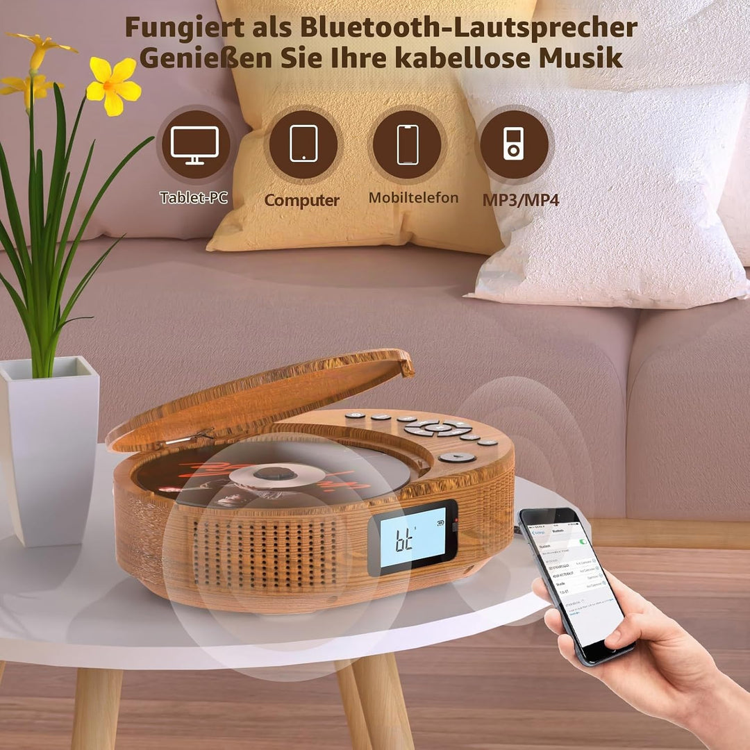 Desobry CD Player tragbar Kinder klein mit Bluetooth discman Kinder Lautsprecher Radio Boombox-CD-Pl