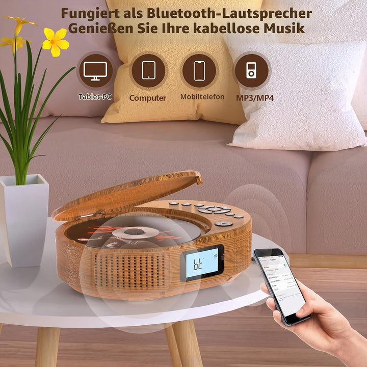 Desobry CD Player tragbar Kinder klein mit Bluetooth discman Kinder Lautsprecher Radio Boombox-CD-Pl