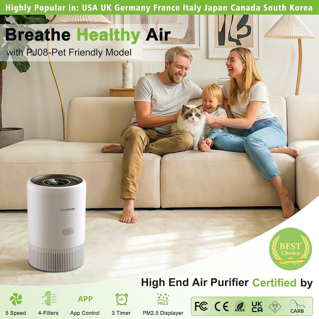 Luftreiniger Allergiker, Air Purifier 3 Geschwindigkeiten, 25dB HEPA Luftfilter gegen Pollen & Gerüc