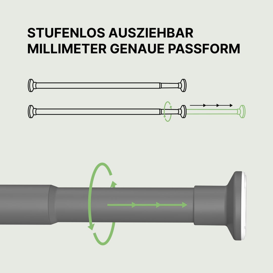 𝐌𝐄𝐈𝐒𝐄𝐍𝐁𝐄𝐑𝐆 Gardinenstange ohne Bohren - Grau Teleskopstange Vorhang | Duschstange, Spannstange (70-1