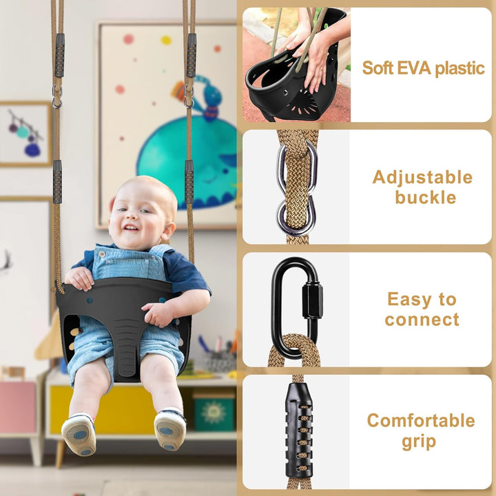 Dolibest 2er Schaukel Kinder, Indoor Outdoor Babyschaukel Weichen Schaukelsitz Spielplatz Gartenscha