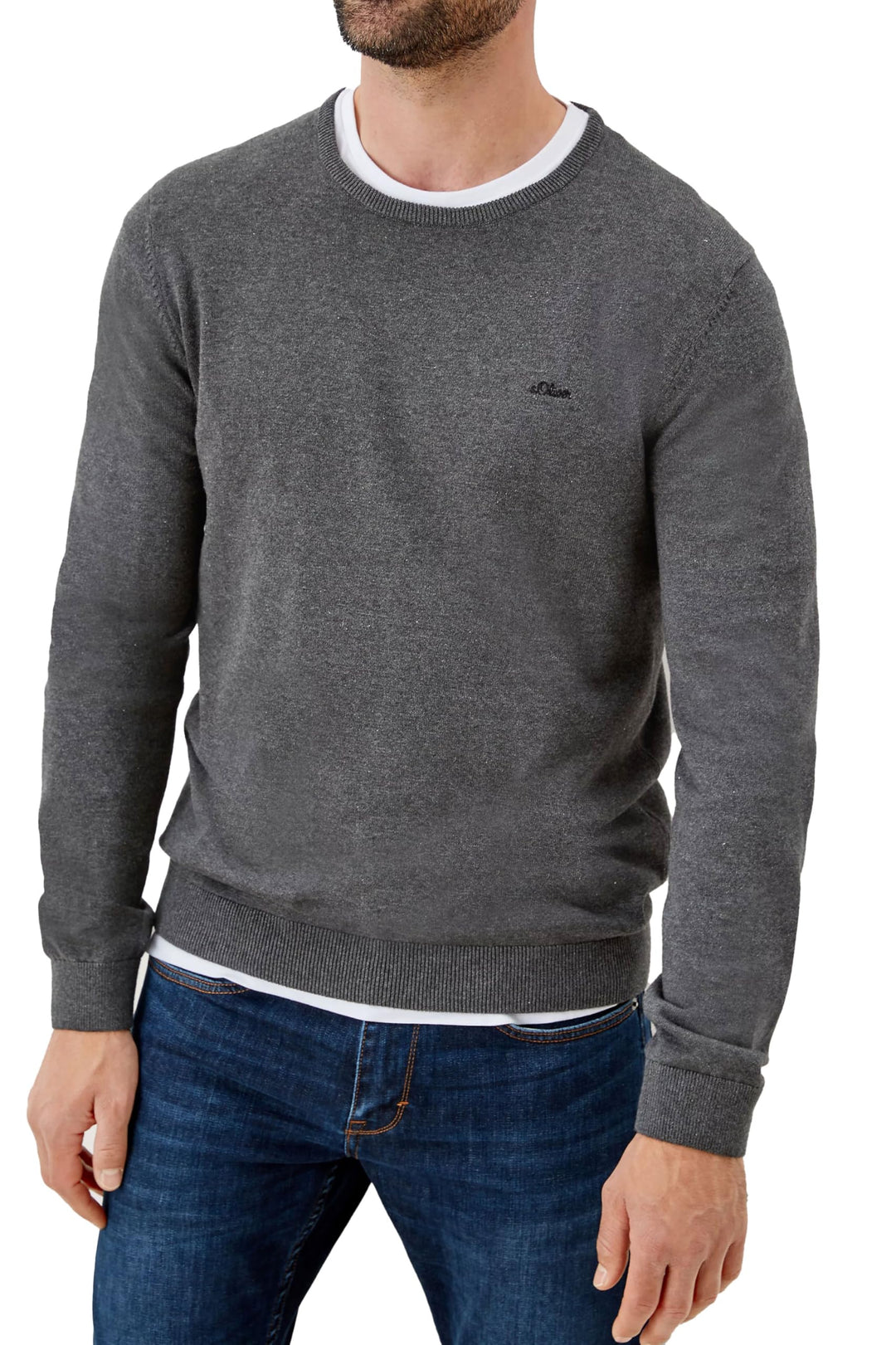 s.Oliver Herren 2152193 Pullover mit Logo-Stitching M 1 X Anthrazit, M 1 X Anthrazit