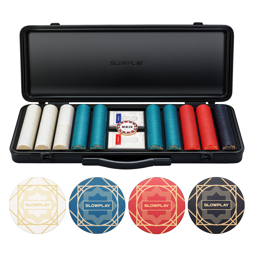 SLOWPLAY Nash Pokerset, 500 Keramik Pokerchips ohne Werte | Profi pokerchips hochwertige, 12g, 43mm