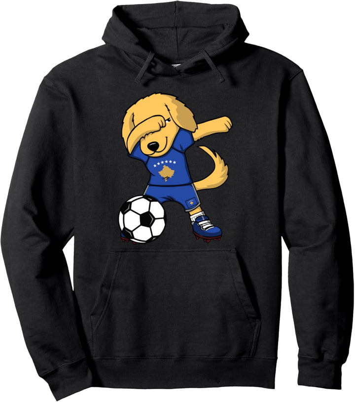 Dabbing Golden Retriever Kosovo Fussballfans Trikot Fussball Pullover Hoodie