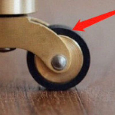 4 Stück Möbelrollen aus Massivem Messing,Antik Vintage Gummierten Räder,Lenkrollen,Transportrollen,3