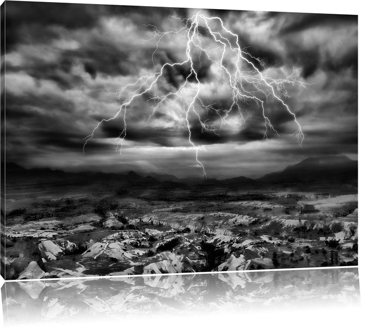 Pixxprint gewaltiges Gewitter als Leinwandbild/Grösse: 100x70 / Wandbild/Kunstdruck/fertig bespannt,