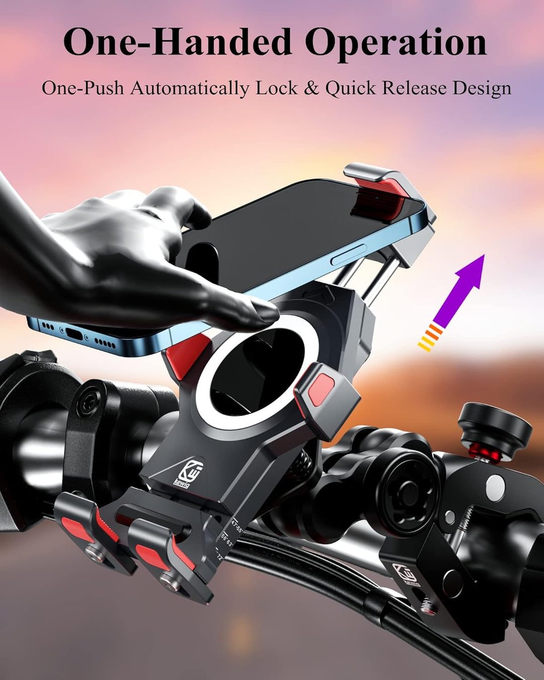 BRCOVAN Motorrad Handyhalterung mit Vibrationsdämpfer, Diebstahlsichere Aluminiumlegierung Handy Mot