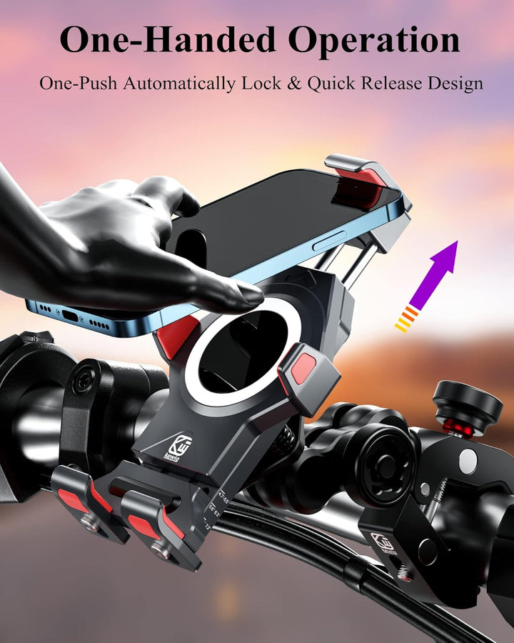 BRCOVAN Motorrad Handyhalterung mit Vibrationsdämpfer, Diebstahlsichere Aluminiumlegierung Handy Mot