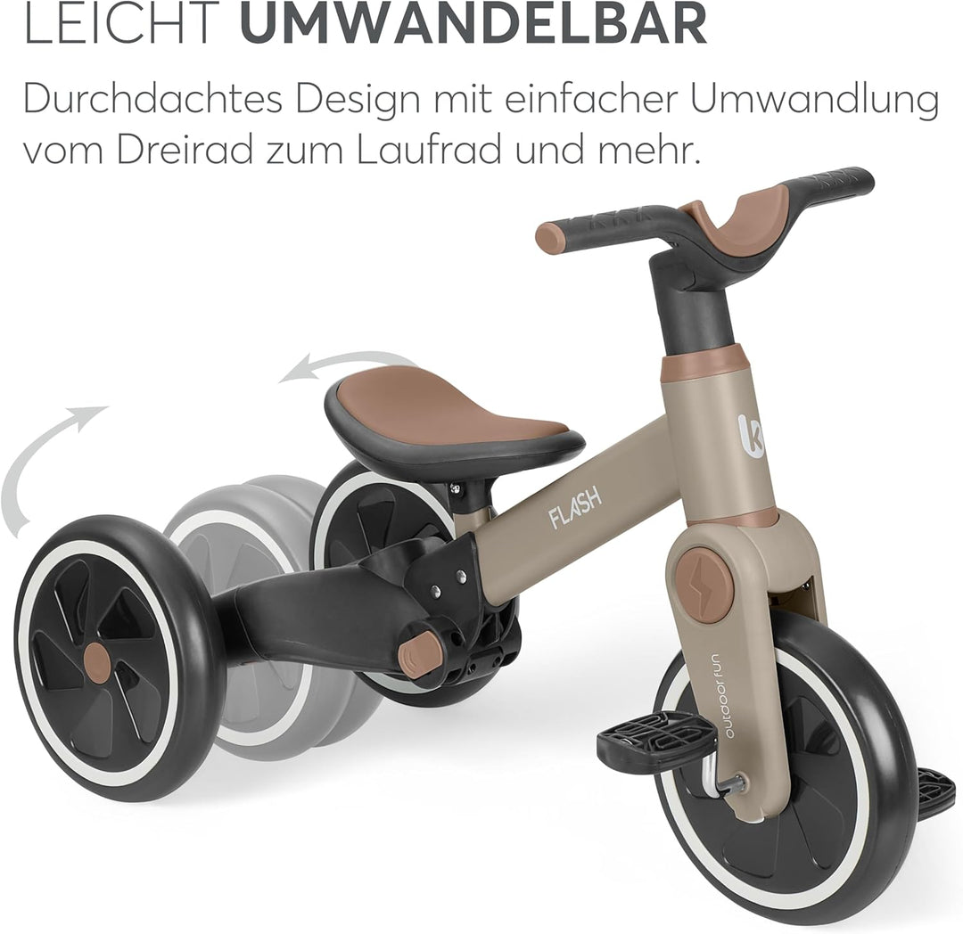 KikkaBoo Flash Dreirad Ab 2 Jahre, 5-in-1 Laufrad Und Dreirad, Umwandelbar Zum Laufrad Oder Fahrrad