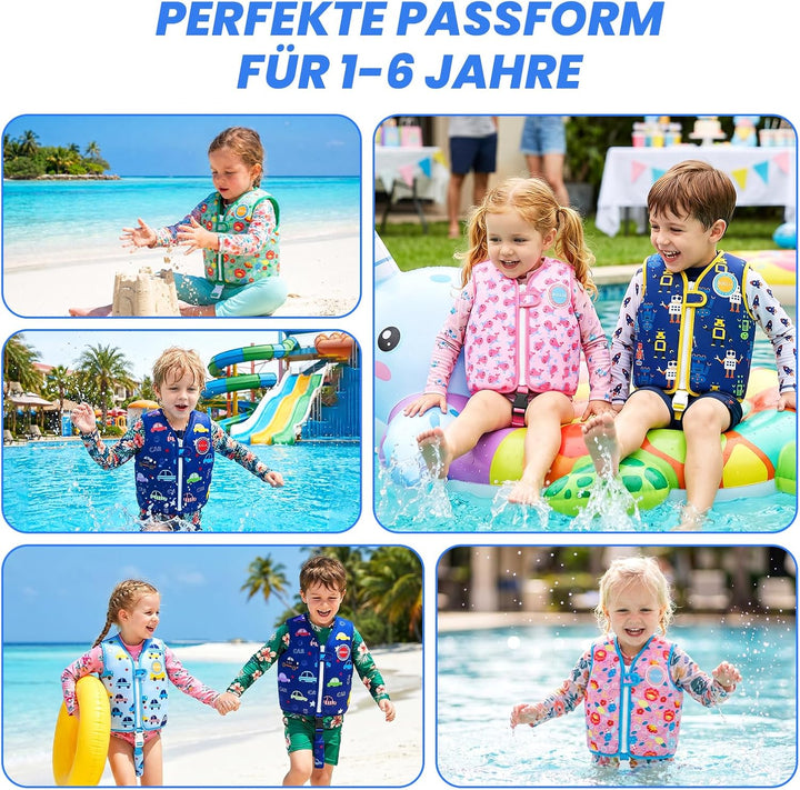 Boglia Kinder-Schwimmweste, Schwimmhilfe für Kleinkinder zum Schwimmenlernen, ultraweiche Neoprenjac