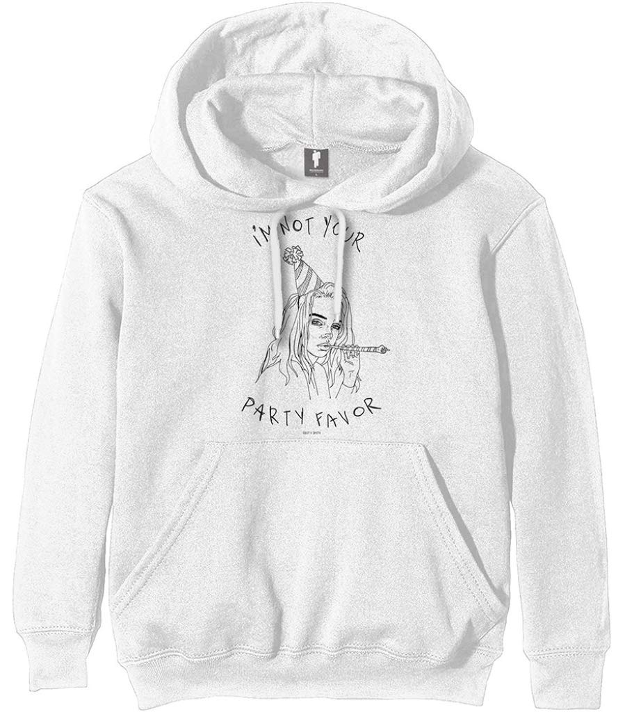 Billie Eilish 'Party Favor' (Weiss) Pullover Kapuzenpullover M Weiss, M Weiss