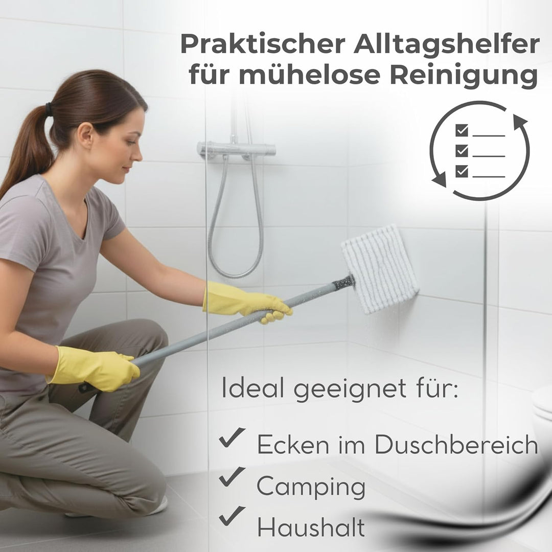 Novaliv 10x Fliesenreiniger Bad Wand mit Teleskopstiel inkl Mikrofaser Bezug Fliesenwischer Badwisch