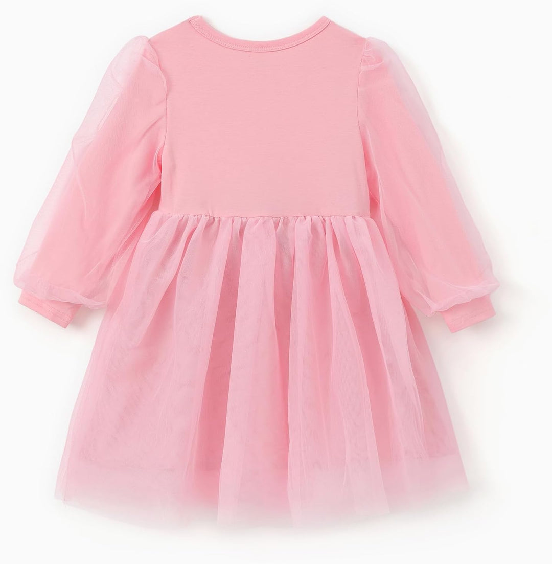 PATPAT Familien Outfit Set Langarm - Partnerlook Mutter Tochter Kleid,Mama Kind Kleider Prinzessin F
