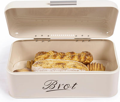 Theo&Cleo Brotkasten mit Deckel, 43 * 23 * 17cm Grosser Knäckebrot Box aus Metall, Brotaufbewahrungs