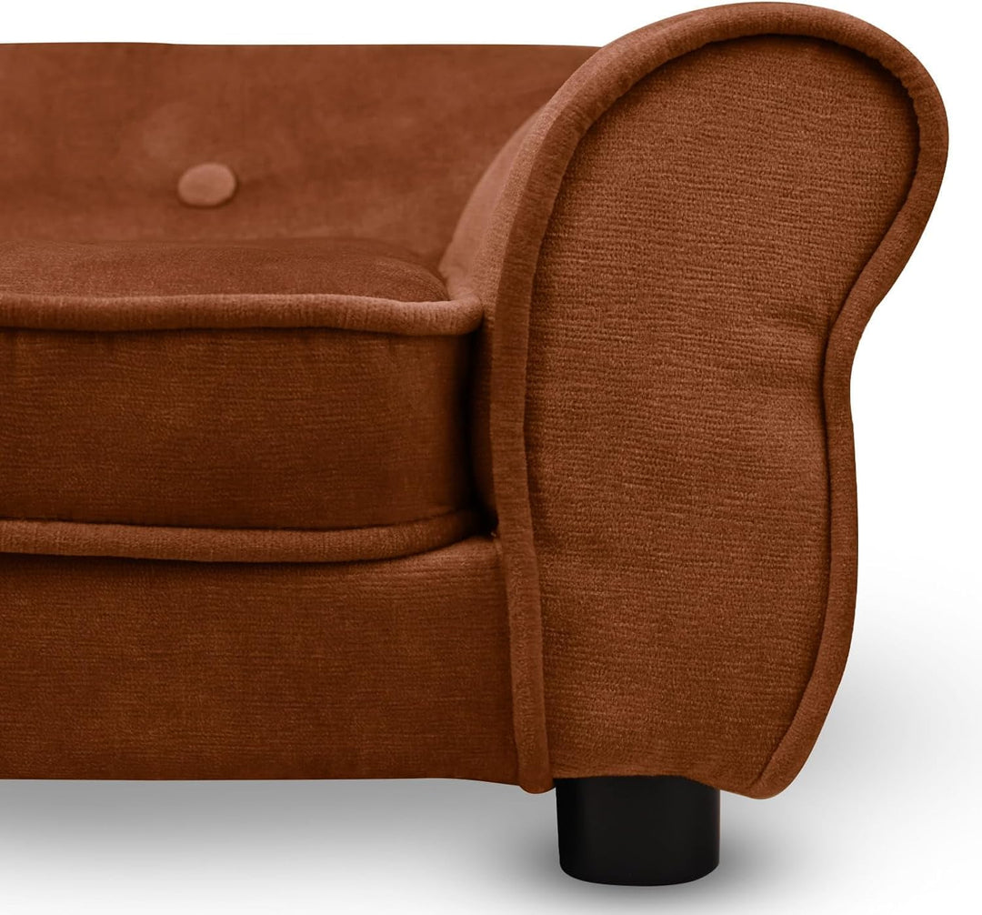MG Design Haustiersofa in Braun – stabiles Holzgestell, weich gepolstert, pflegeleicht – Hundesofa &amp;