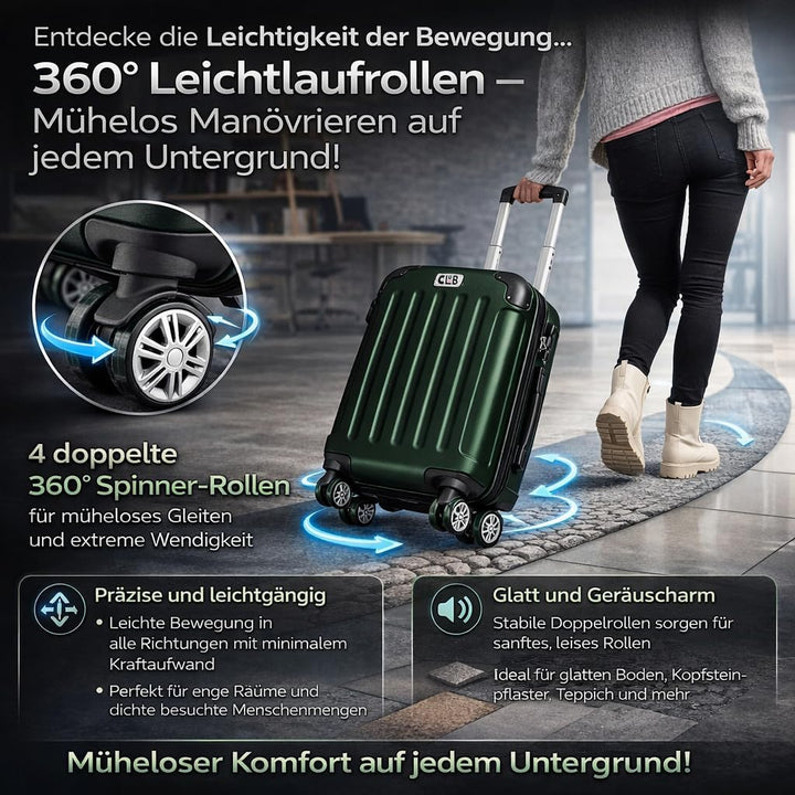 POSH Koffer mittelgross aus ABS - Leichter Hartschalen Trolley 65x45x25 cm - Reisekoffer 62L mit Zah