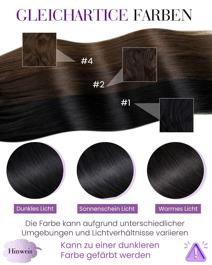 LaaVoo Microring Extensions Echthaar Schwarz 45cm Micro Loop Extensions Echthaar Schwarz Echthaar Ex