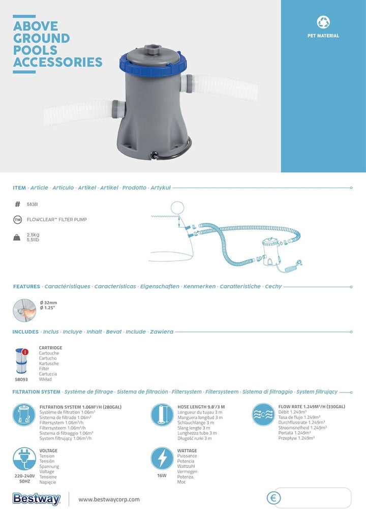 Bestway Flowclear™ Filterpumpe 1.249