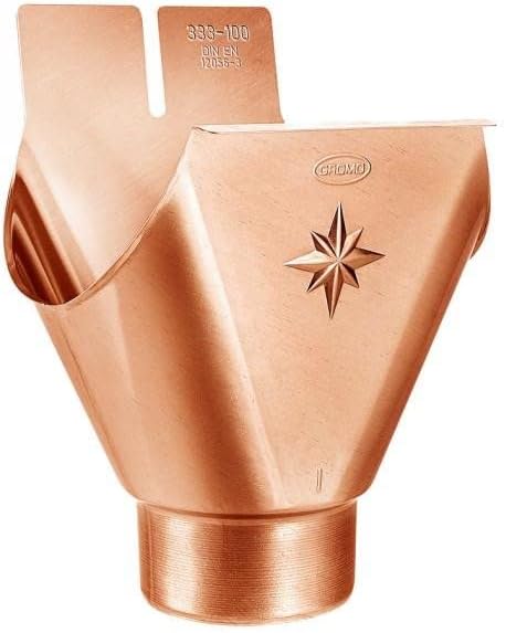 Kupfer Einhangstutzen RG250 x 80mm oval für halbrunde Dachrinnen - Rinnenstutzen mit Klemmfeder und