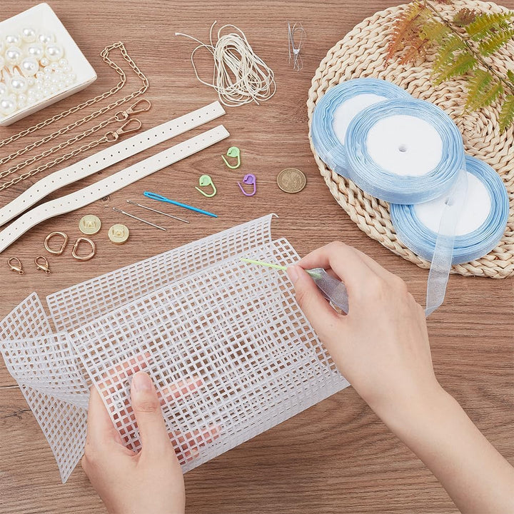 WADORN DIY Strick- Und Häkelhandtaschen-Sets, Handgefertigtes, Gewebtes Taschenherstellungs-Kreuzsti