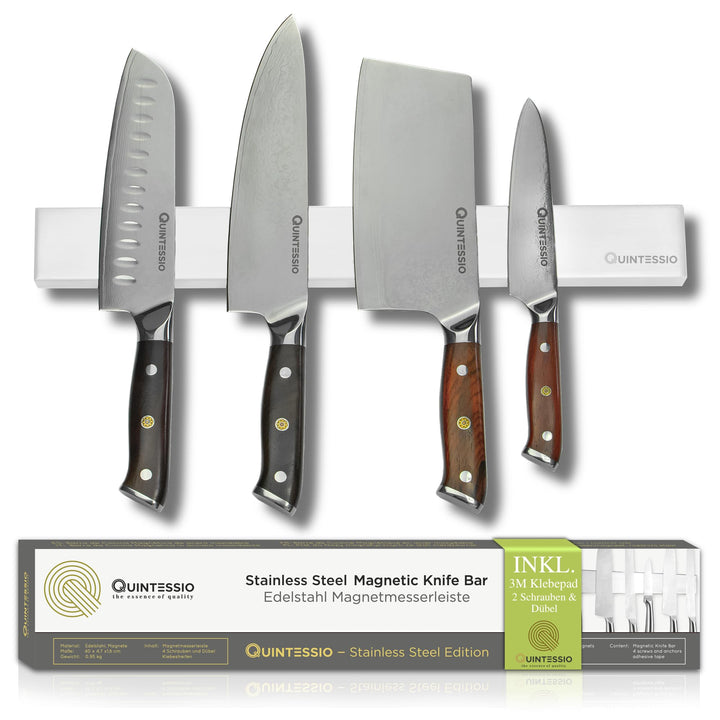 QUINTESSIO - Magnetleiste Messer selbstklebend Edelstahl - Messer Magnetleiste zum Kleben oder Bohre