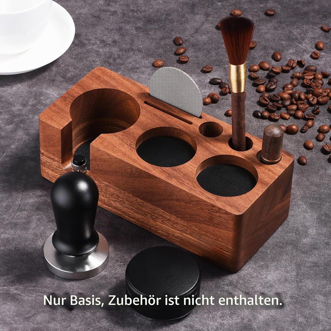 LingTing Stacja tamperowa aus Walnussholz für Filter, Espresso Tampierstation 58MM aus Massiv Nussb