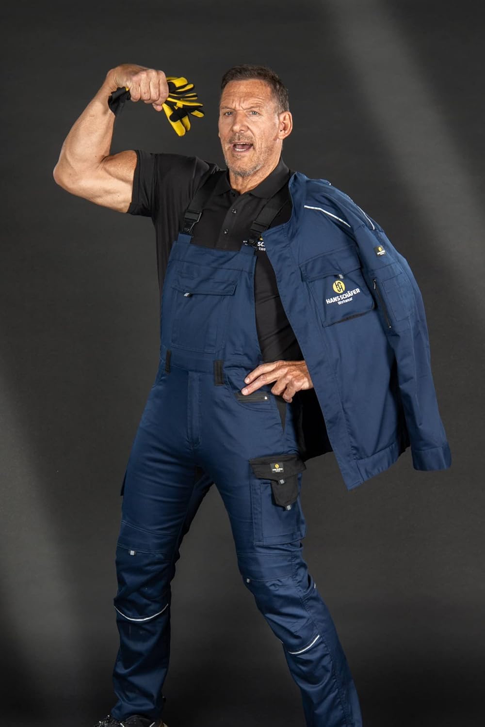 Hans Schäfer Workwear HSW Professional – Latzhose für Herren – Lange Arbeitshose mit Knietaschen – B