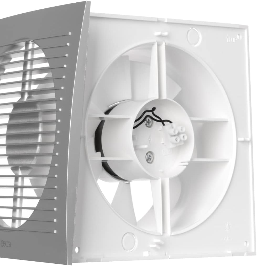 EUROPLAST Ø 150mm Bad-Lüfter mit Feuchtesensor und Timer - farbe Silber, Leise Ventilator Ø 150mm Si