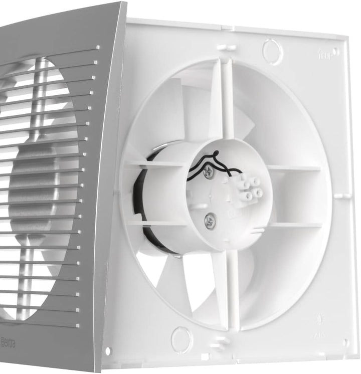 EUROPLAST Ø 150mm Bad-Lüfter mit Feuchtesensor und Timer - farbe Silber, Leise Ventilator Ø 150mm Si