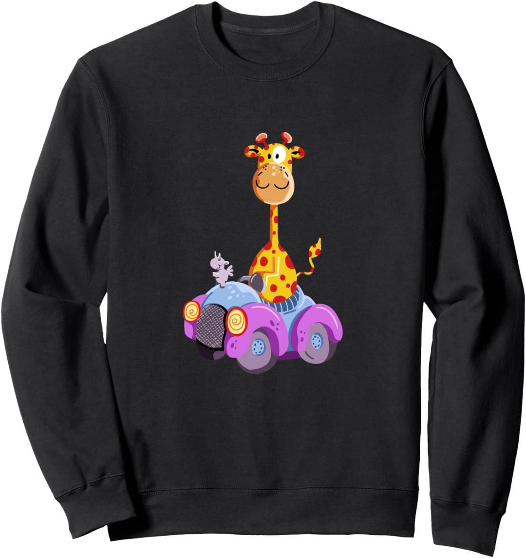 Lustige Giraffe Fährt Auto I Giraffen Wildlife Design Sweatshirt