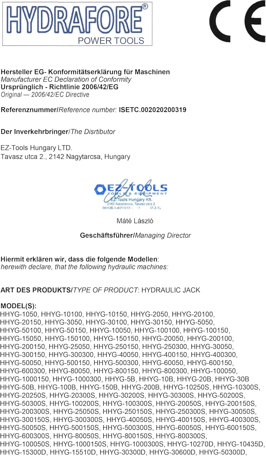 Aluminium Hydraulikzylinder (10 Ton, 50 mm) (YG-1050L)