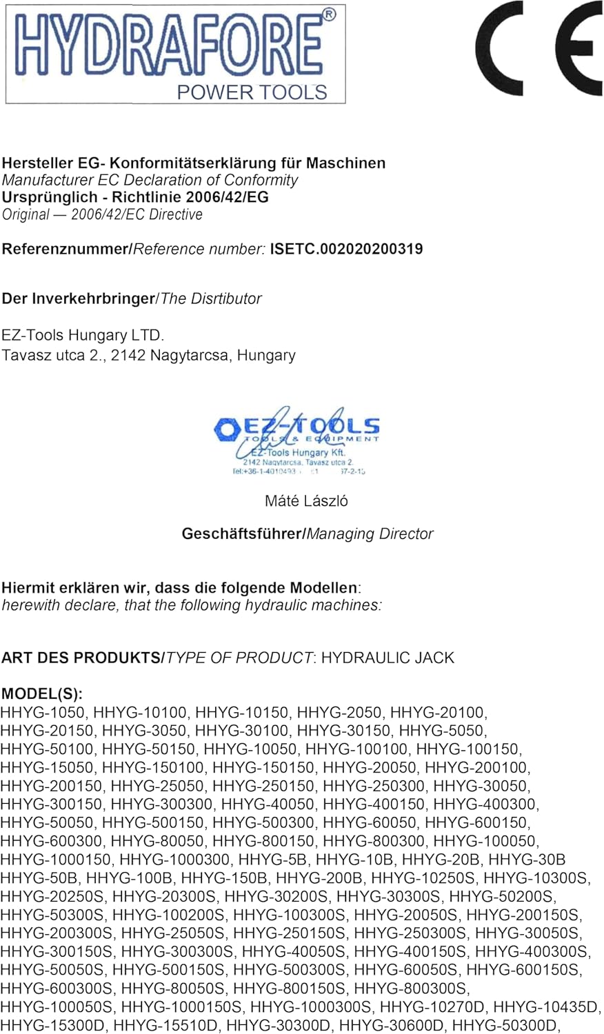 Einzelwirkender Hydraulikzylinder (10 Ton, 50 mm) (YG-1050)