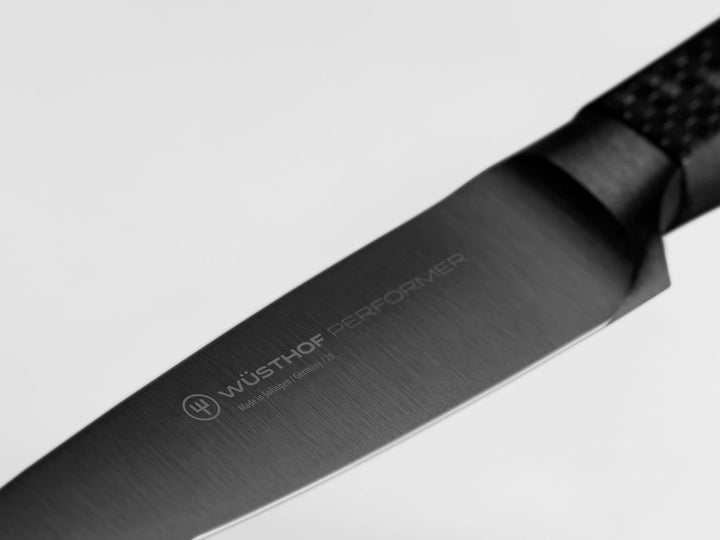 WÜSTHOF Performer Gemüsemesser 9 cm, Schwarz,silber Gemüsemesser, 9 cm Klinge Single, Gemüsemesser,