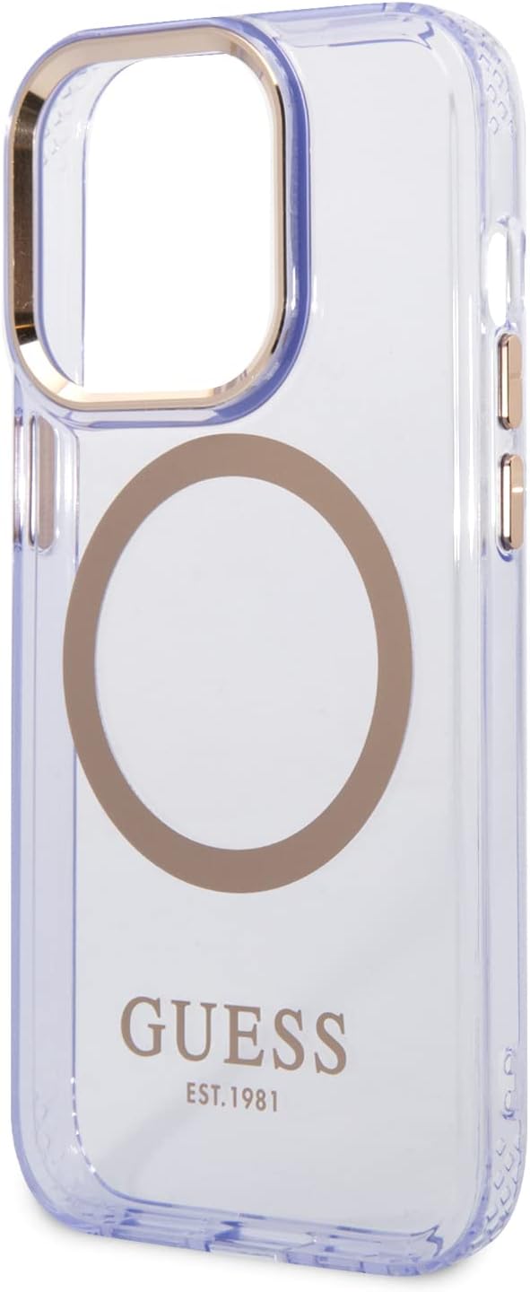 GUESS GUHMP14XHTCMU Hülle für iPhone 14 Pro Max 6,7" Violett Hard case Gold Outline Translucent